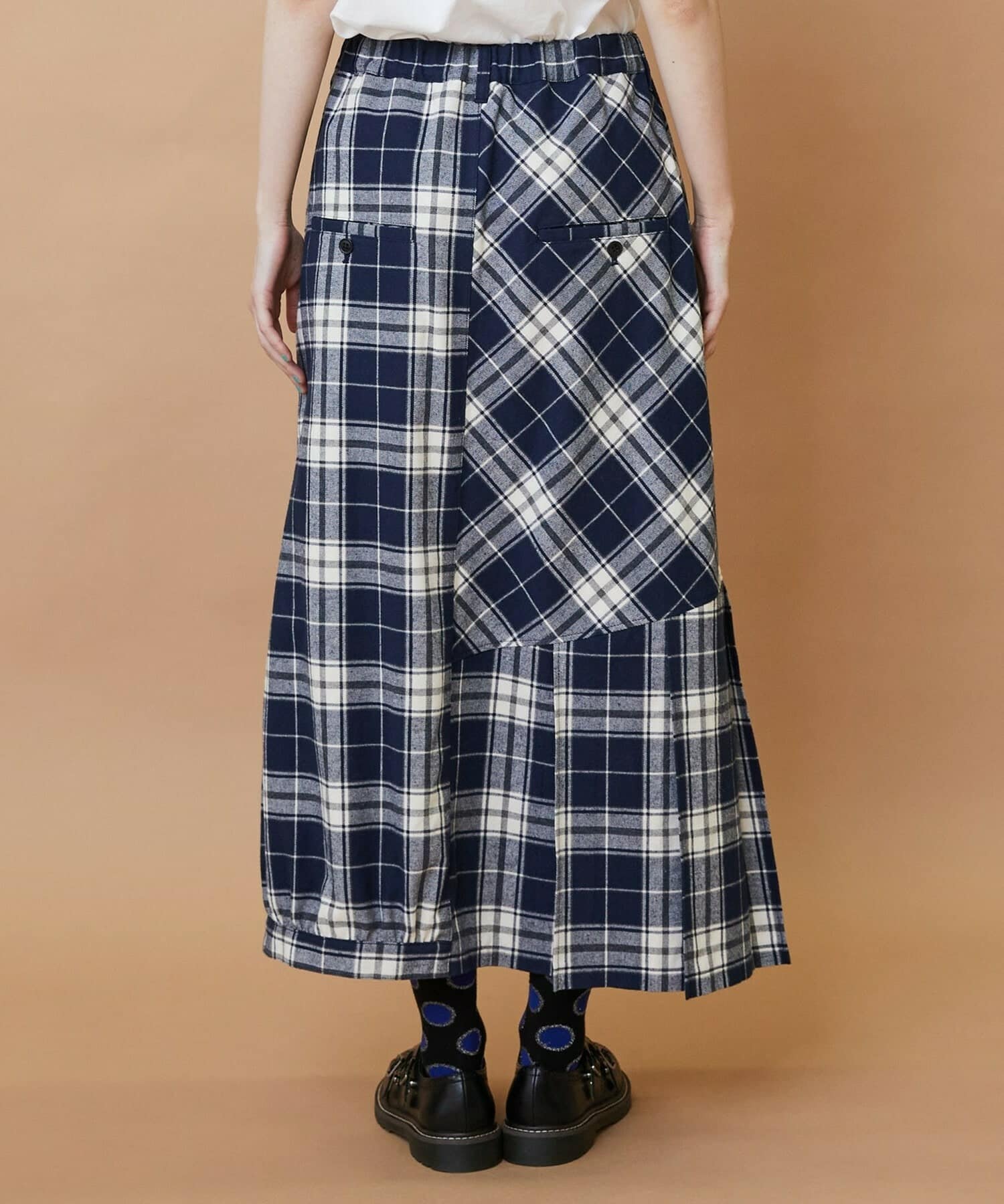 チェックパッチスカート ブラウン 0サイズ