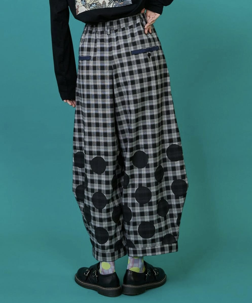 チェックオンドット（パンツ） ブルー系チェック 0サイズ
