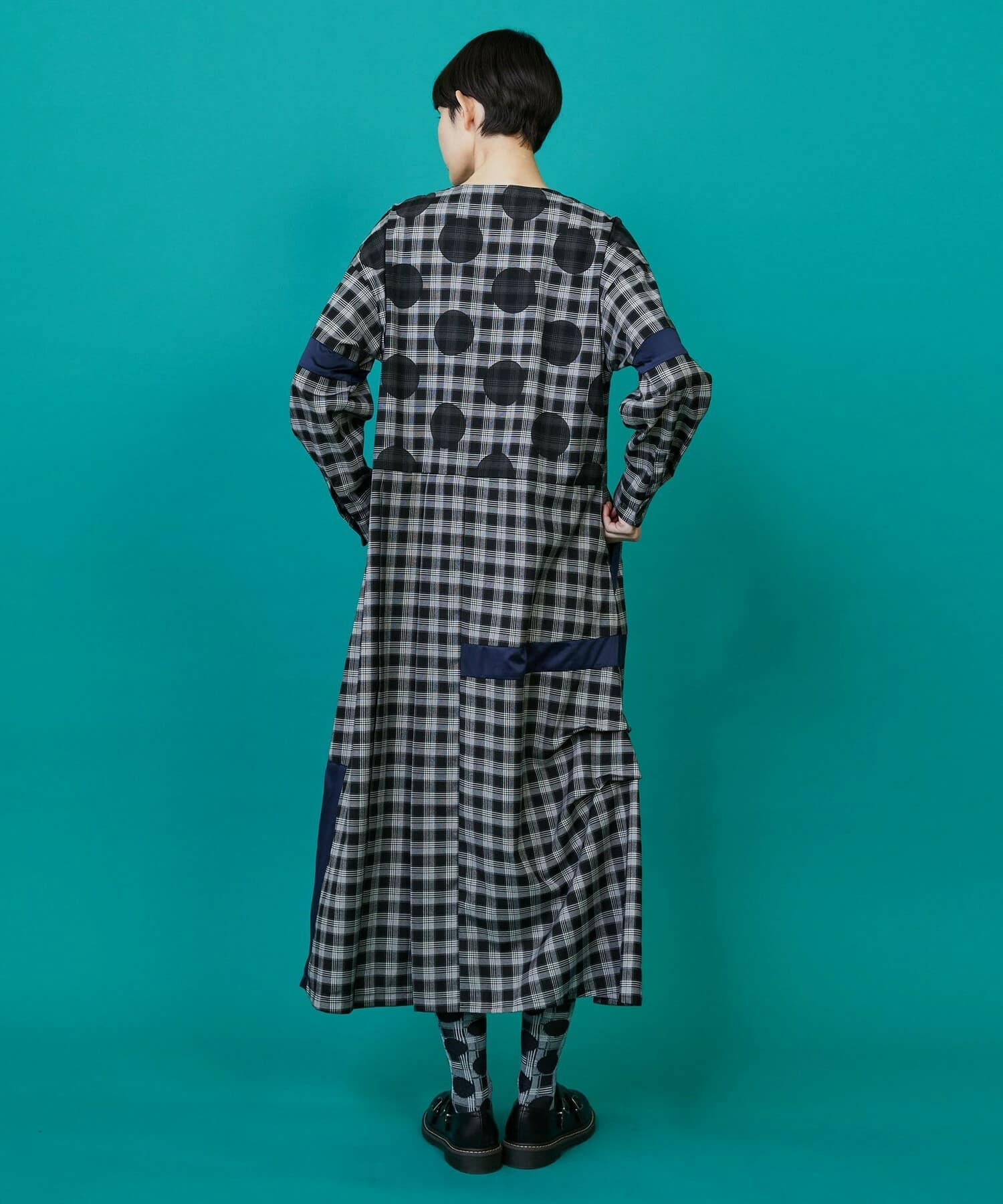 チェックオンドット（ワンピース） ブルー系チェック 0サイズ