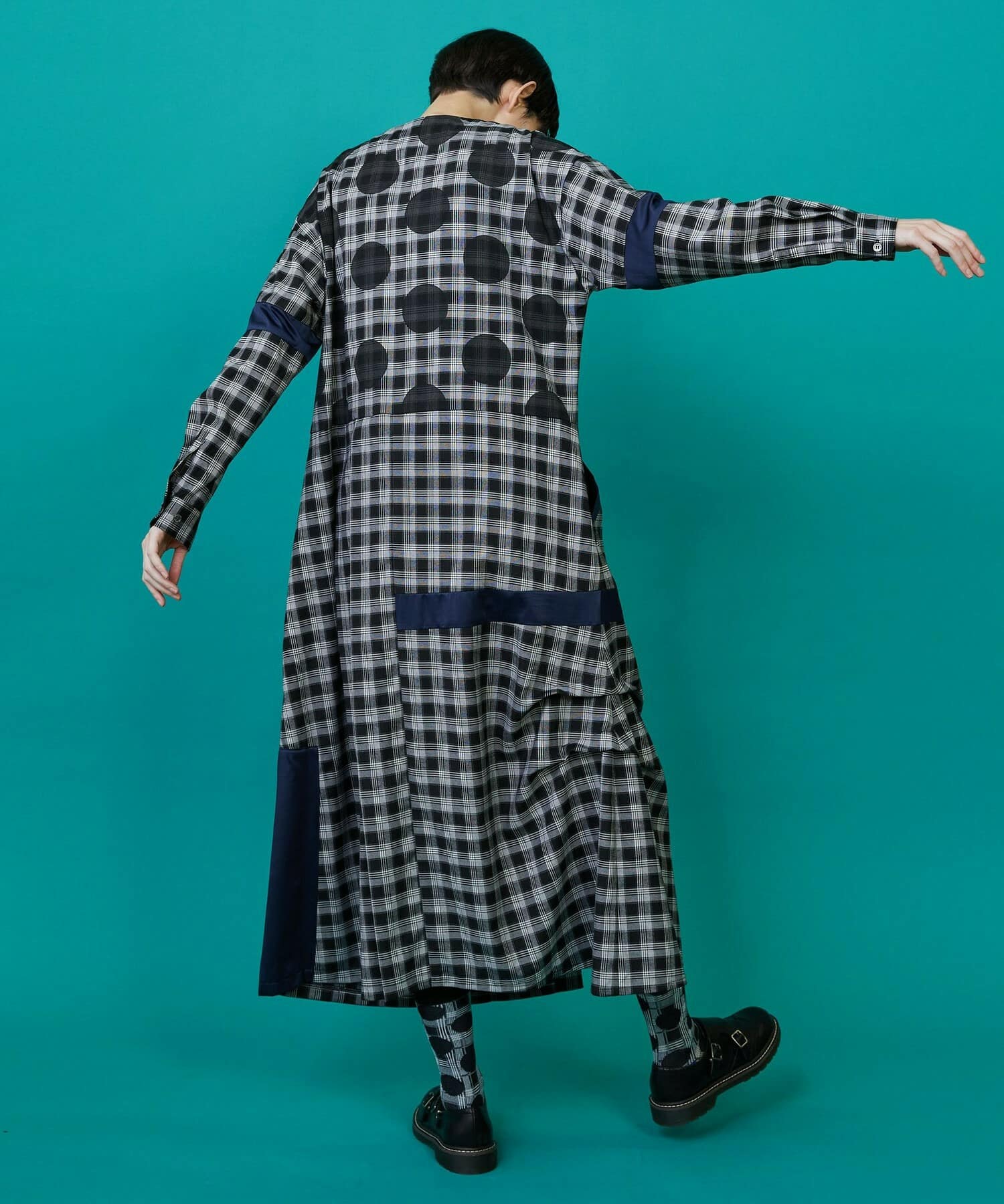 チェックオンドット（ワンピース） ブルー系チェック 0サイズ