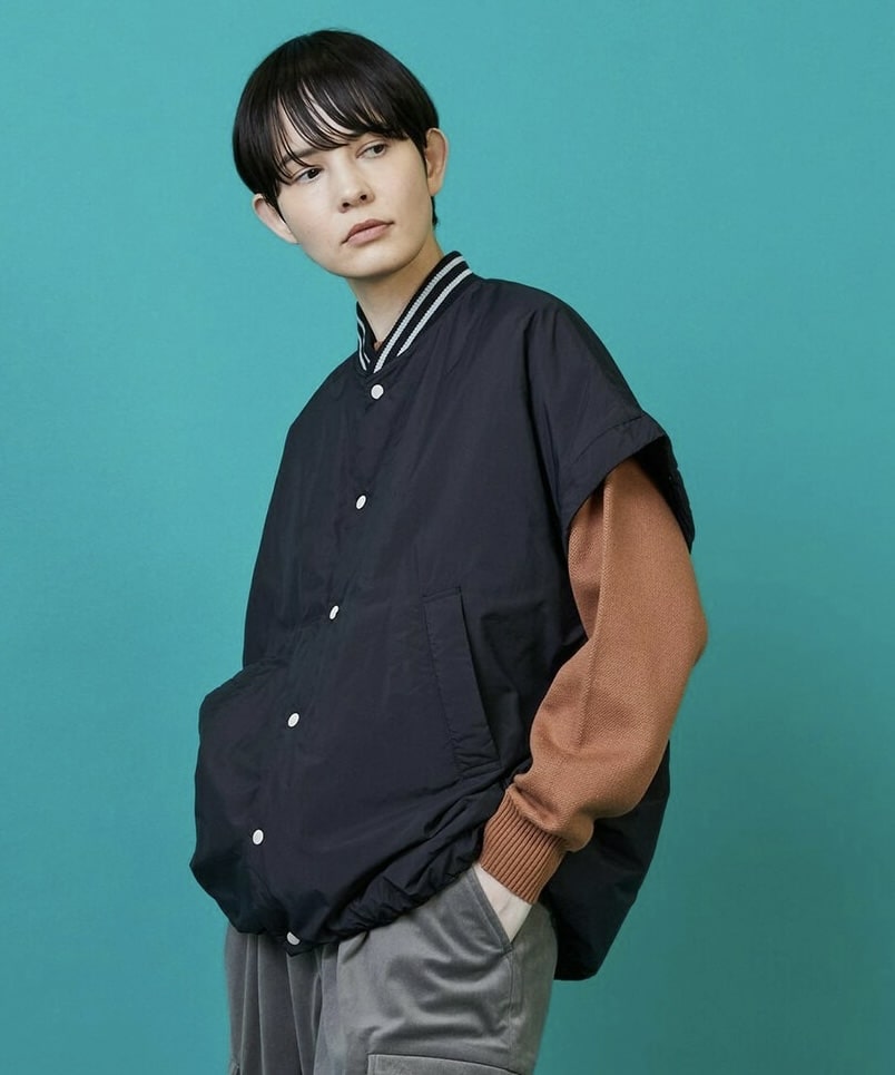 ツーウェイコート カーキ×ライトカーキ 2サイズ