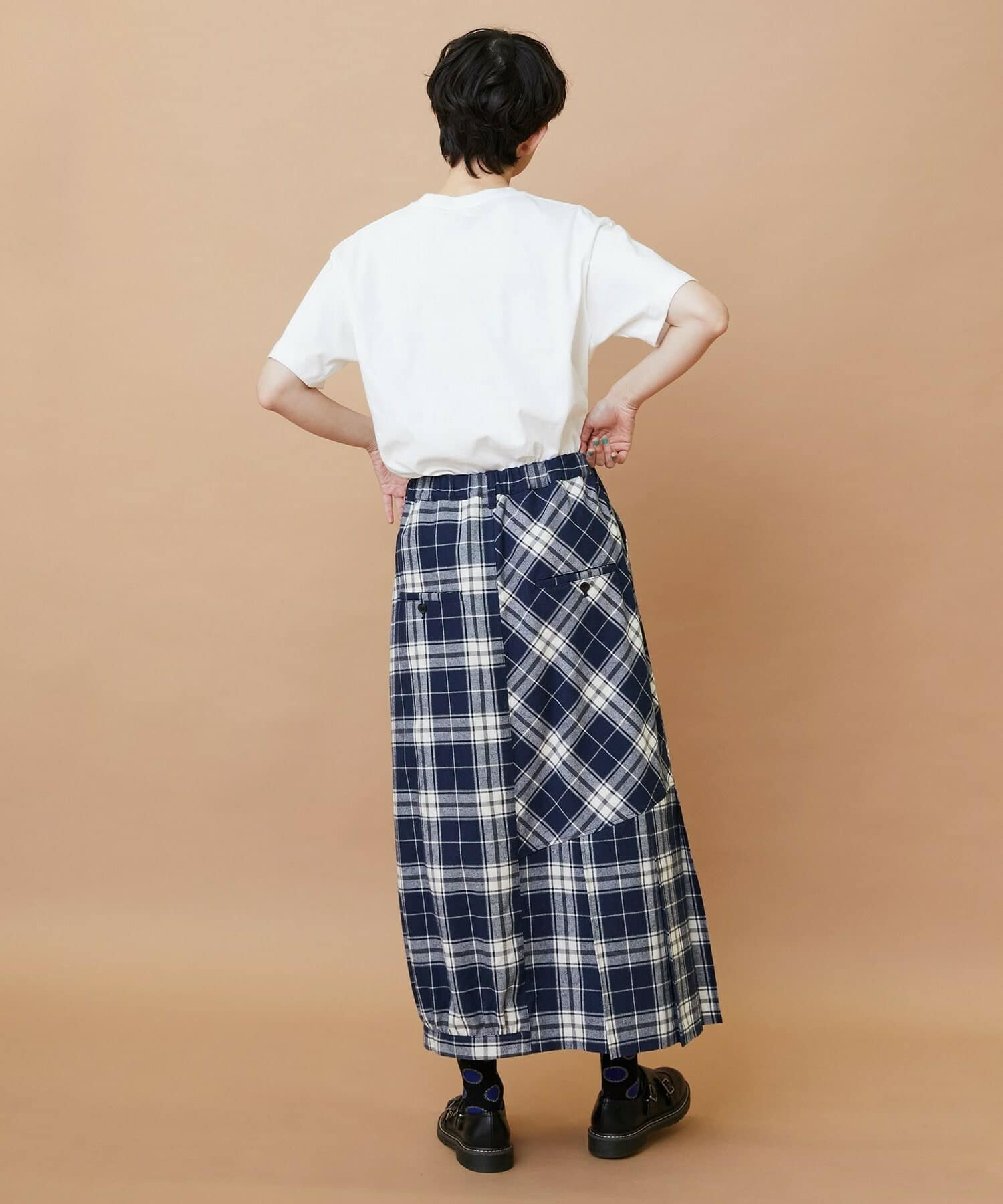 チェックパッチスカート ブラウン 0サイズ