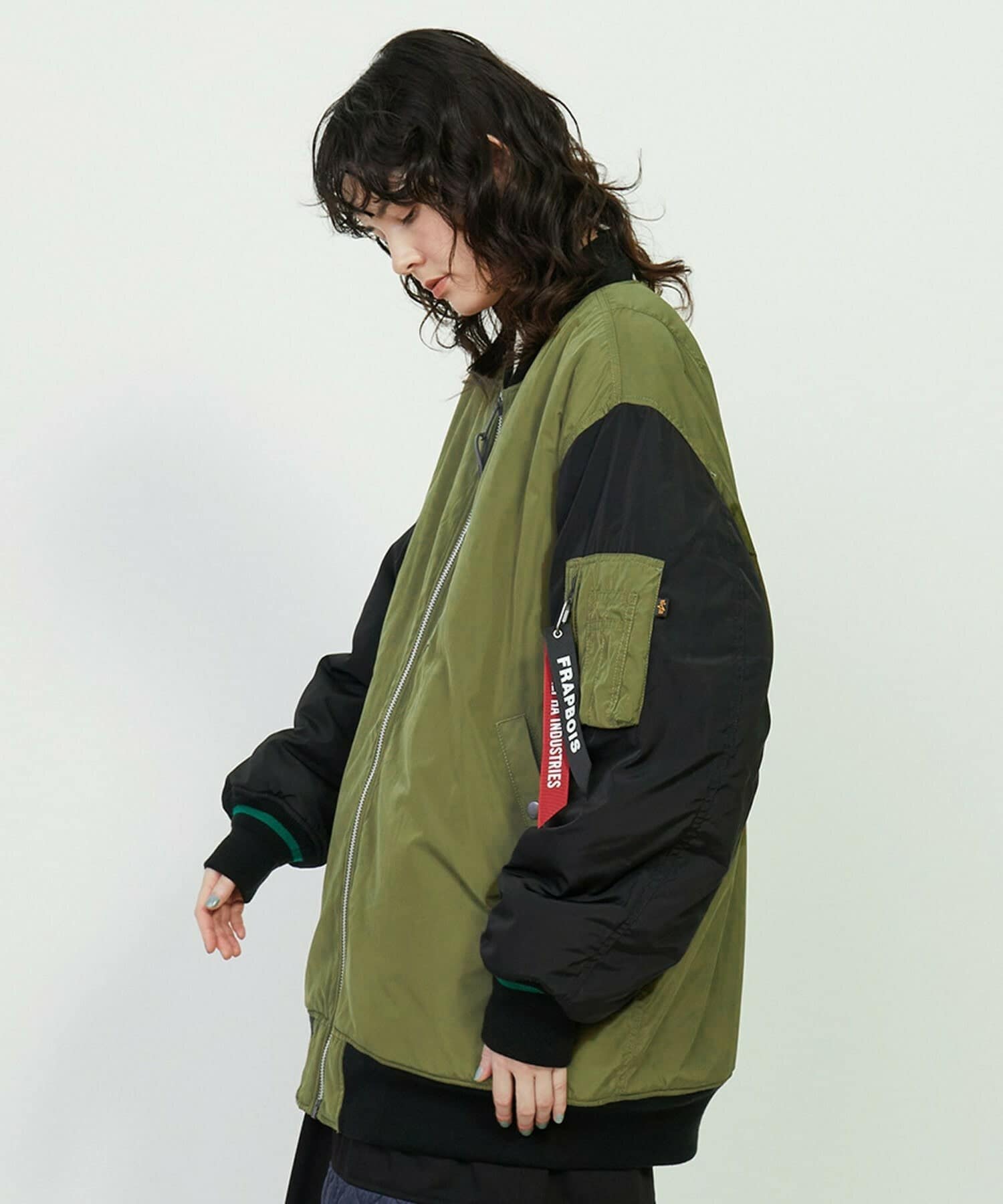 ALPHA × FRAPBOIS ジャケット オリーブ×ブラック Sサイズ