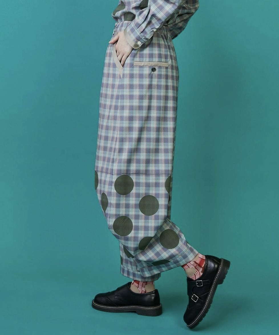 チェックオンドット（パンツ） ブルー系チェック 0サイズ
