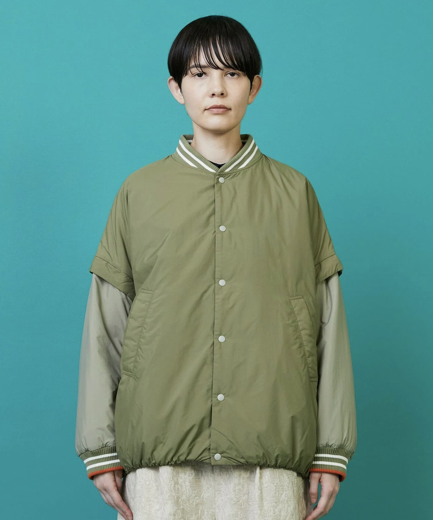 ツーウェイコート カーキ×ライトカーキ 1サイズ