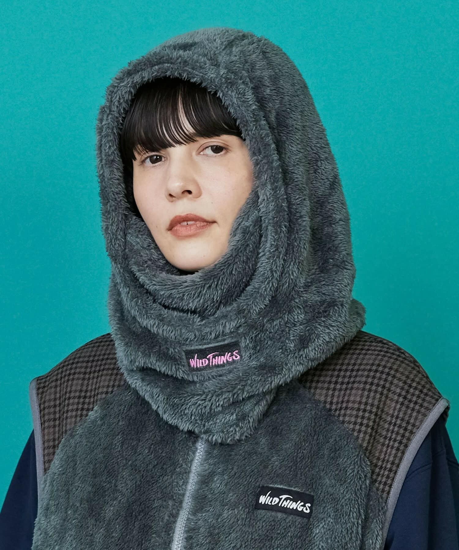 WILDTHINGS×FRAPBOIS シャギーフリースバラクラバ グレー Fサイズ