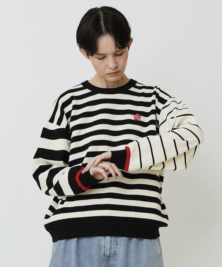 ミックスボーダー オフホワイト×ブラック 1サイズ