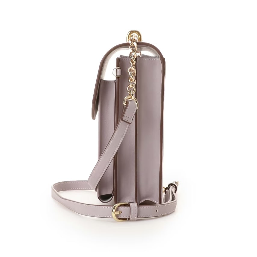 プリーツデザイン　マルチケース付き　スマホショルダー ラベンダー