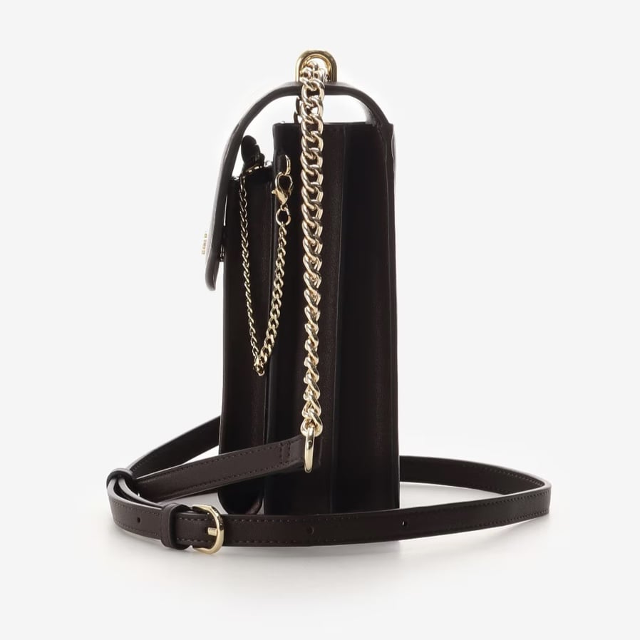 プリーツデザイン　マルチケース付き　スマホショルダー モカ