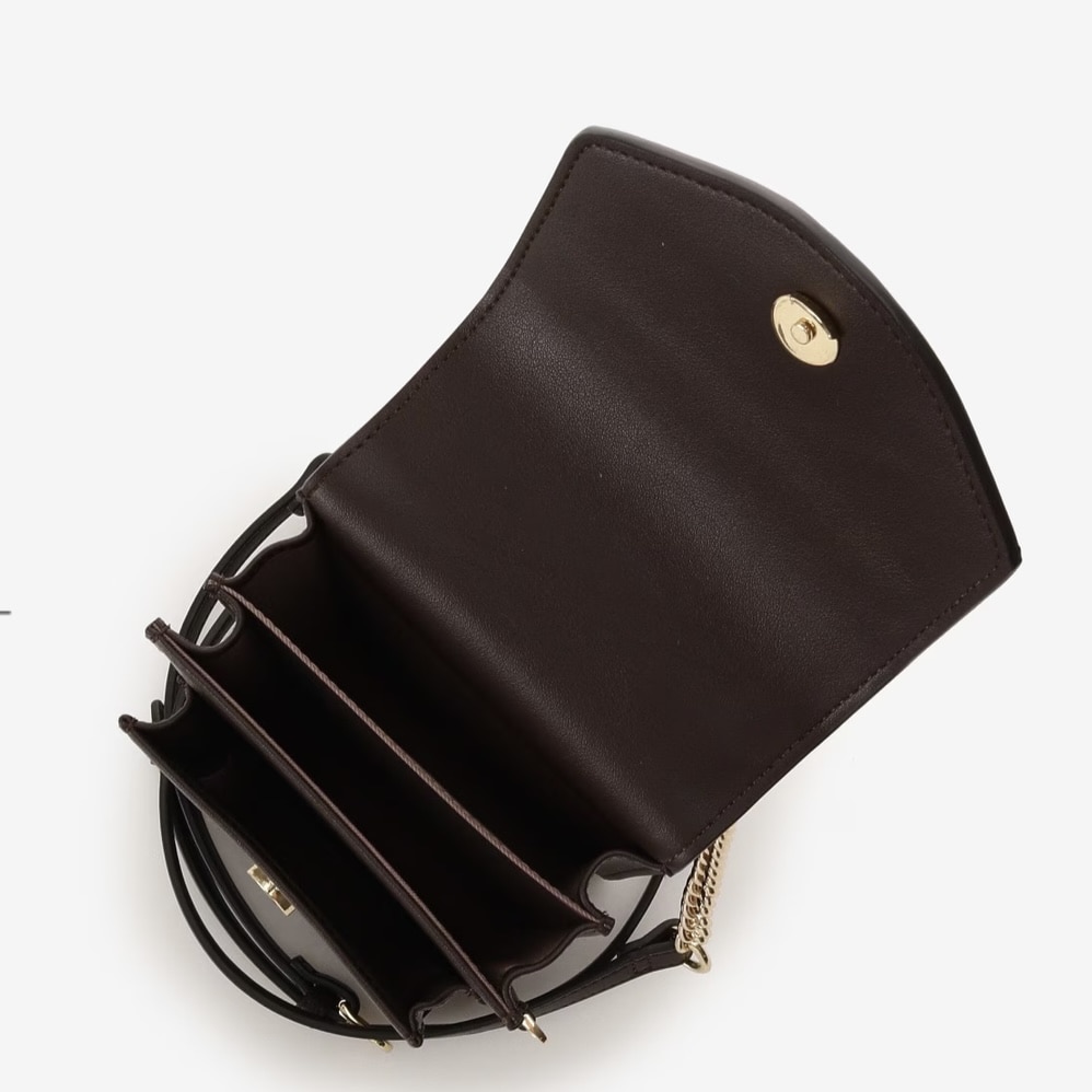 プリーツデザイン　マルチケース付き　スマホショルダー モカ