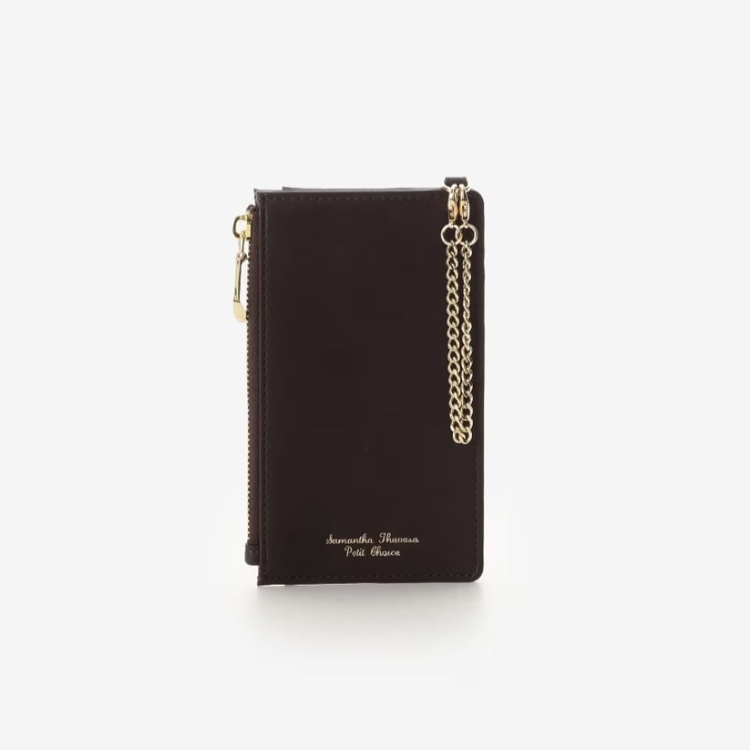 プリーツデザイン　マルチケース付き　スマホショルダー モカ