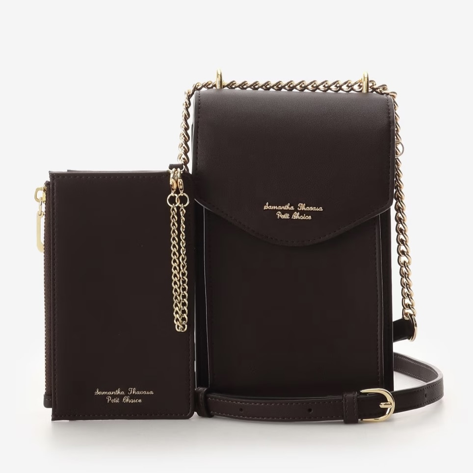 プリーツデザイン　マルチケース付き　スマホショルダー