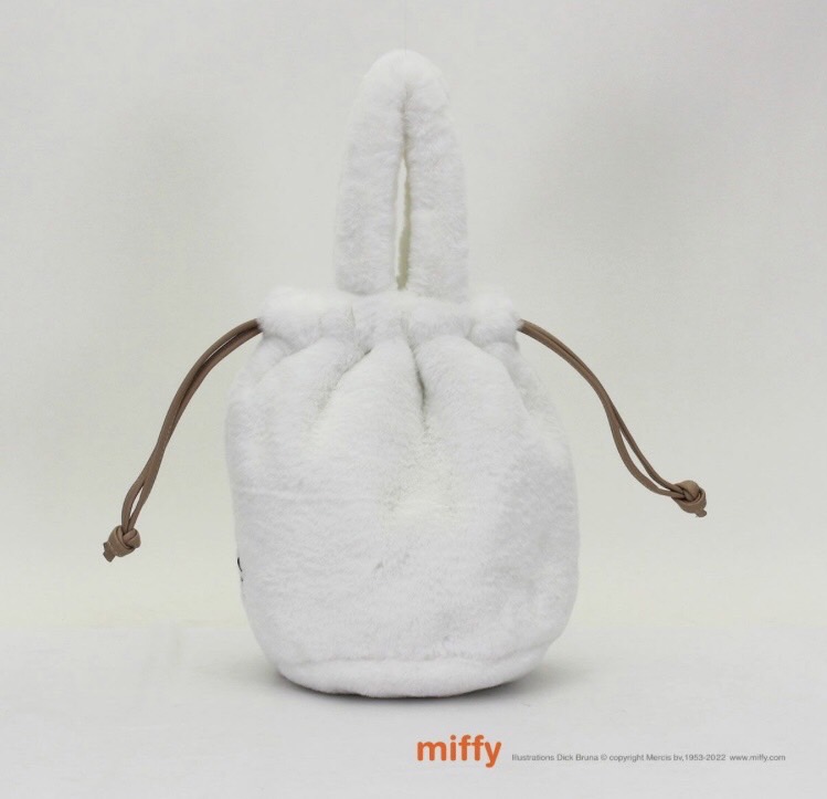 【ミッフィー(miffy)  巾着タイプ　モコモコファー　6057 ホワイト】