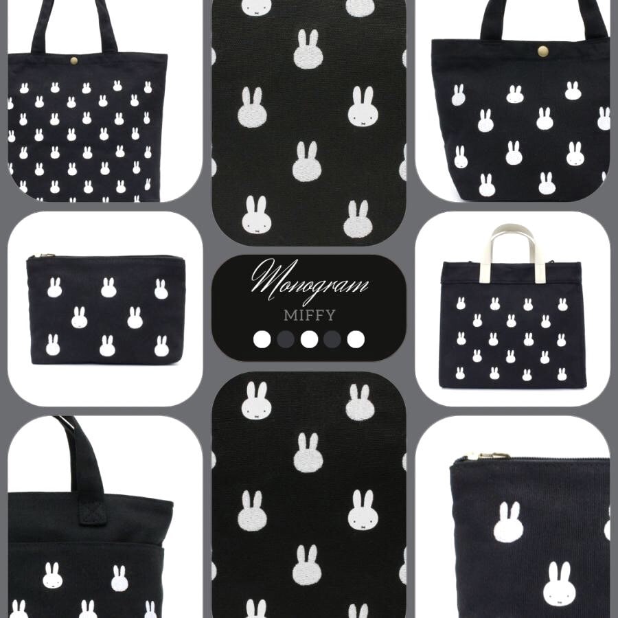 【miffy　monogram】ミッフィー　モノグラムフェイス　帆布トートバッグ　6009