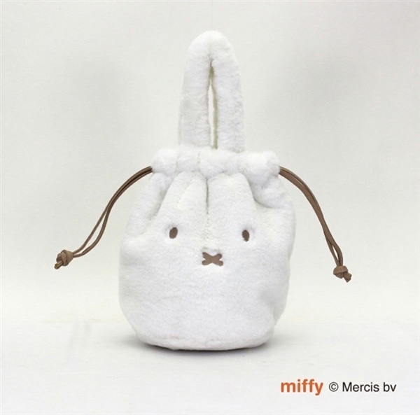 【ミッフィー(miffy) 巾着タイプ　モコモコファー　6057 ホワイト】