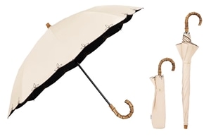 WPC 最強の日傘【UVO】（ウーボ）折りたたみ傘　刺繍スカラップ　ベージュ　旧価格