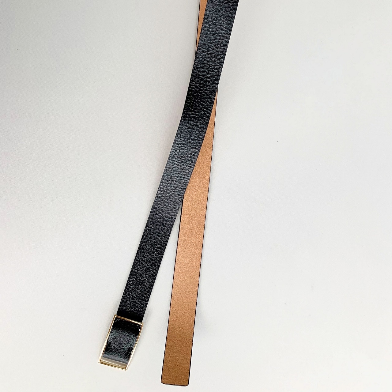 メタリックレザーベルト ブラック Free