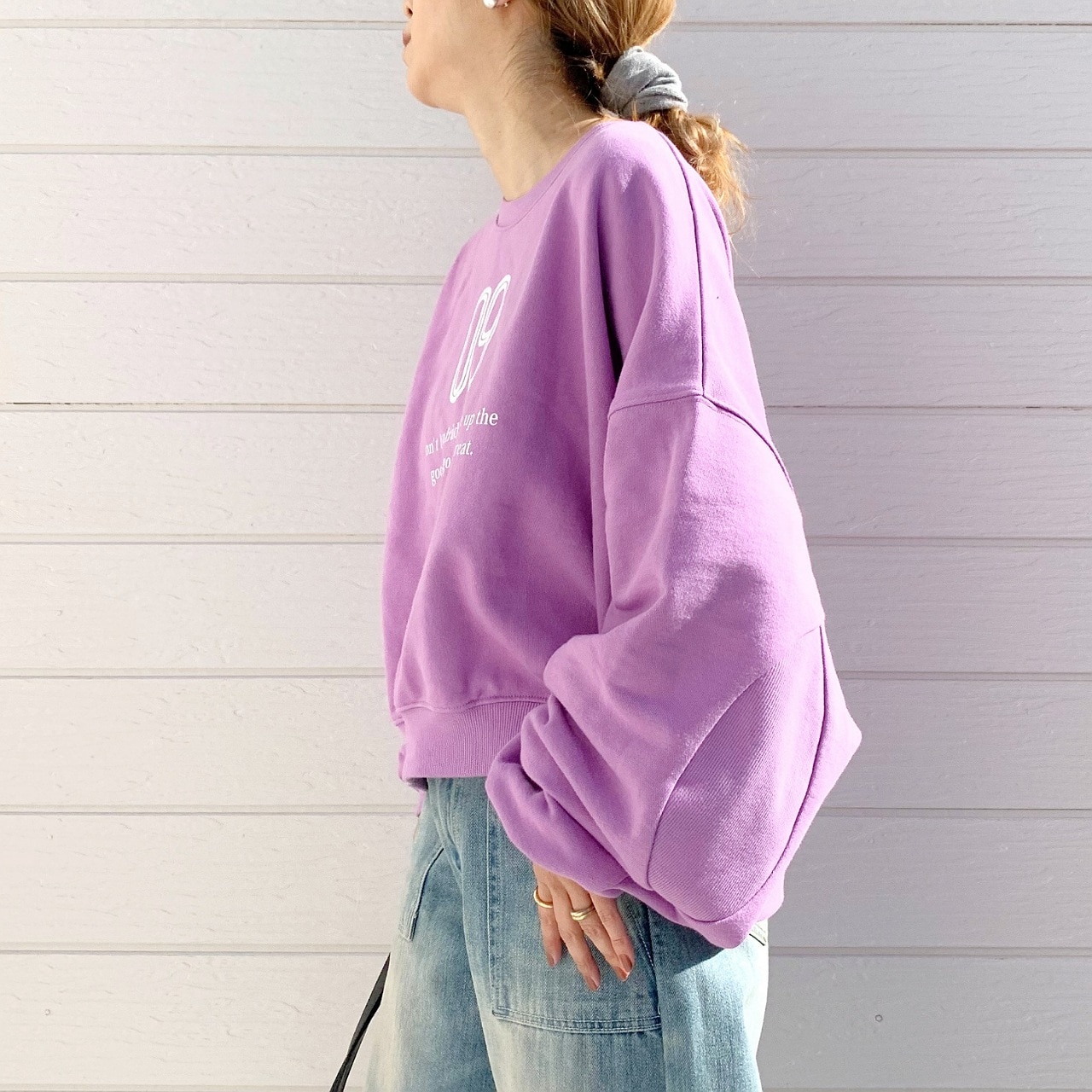 裏毛09プリントトレーナー ラベンダー Free