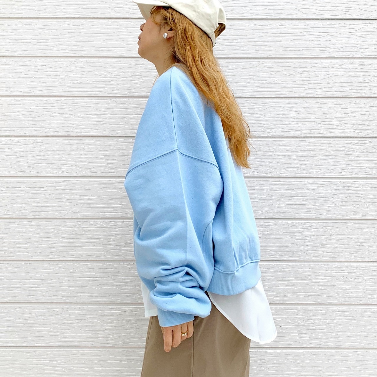 裏毛09プリントトレーナー ブルー Free