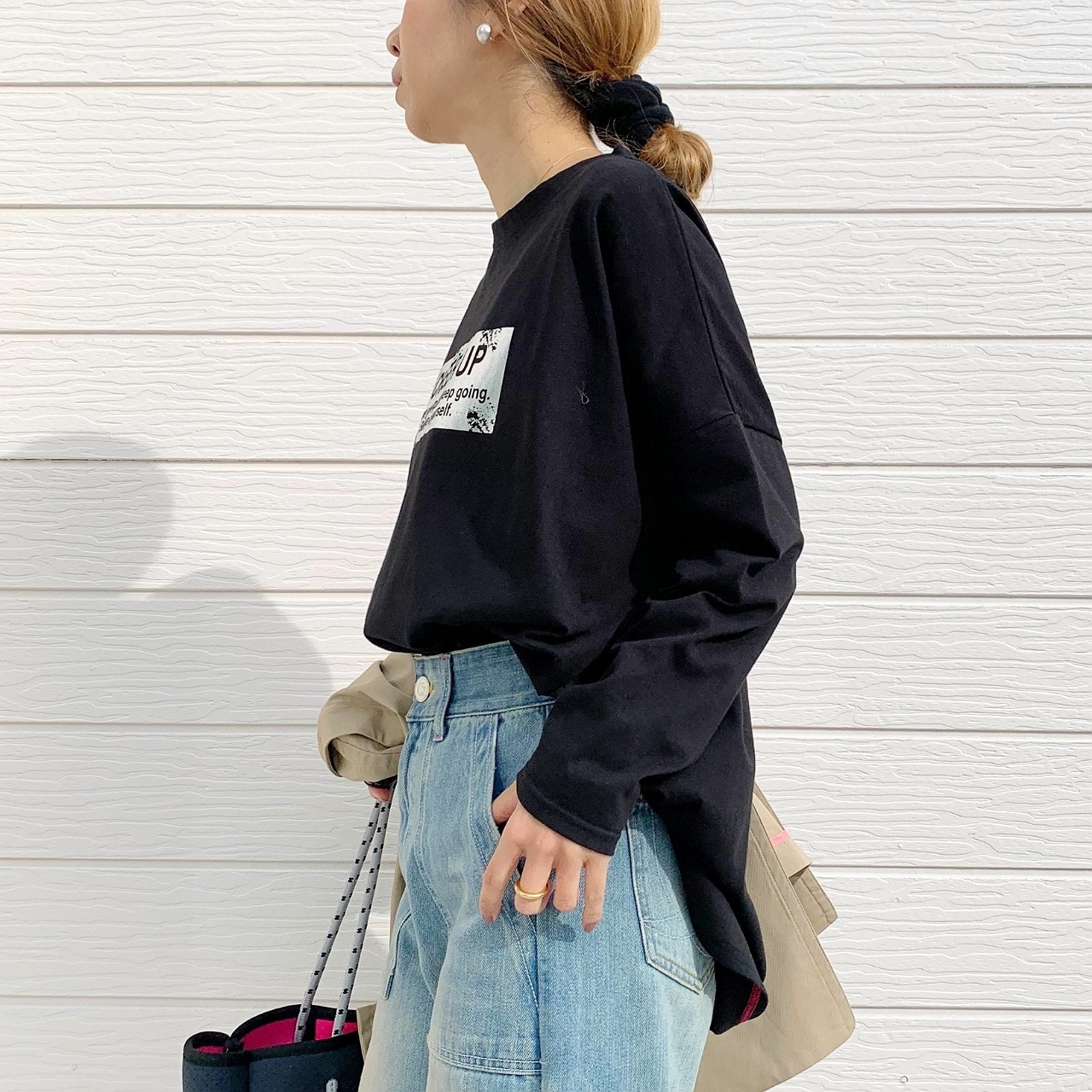 スクエア箔ロンT ブラック Free