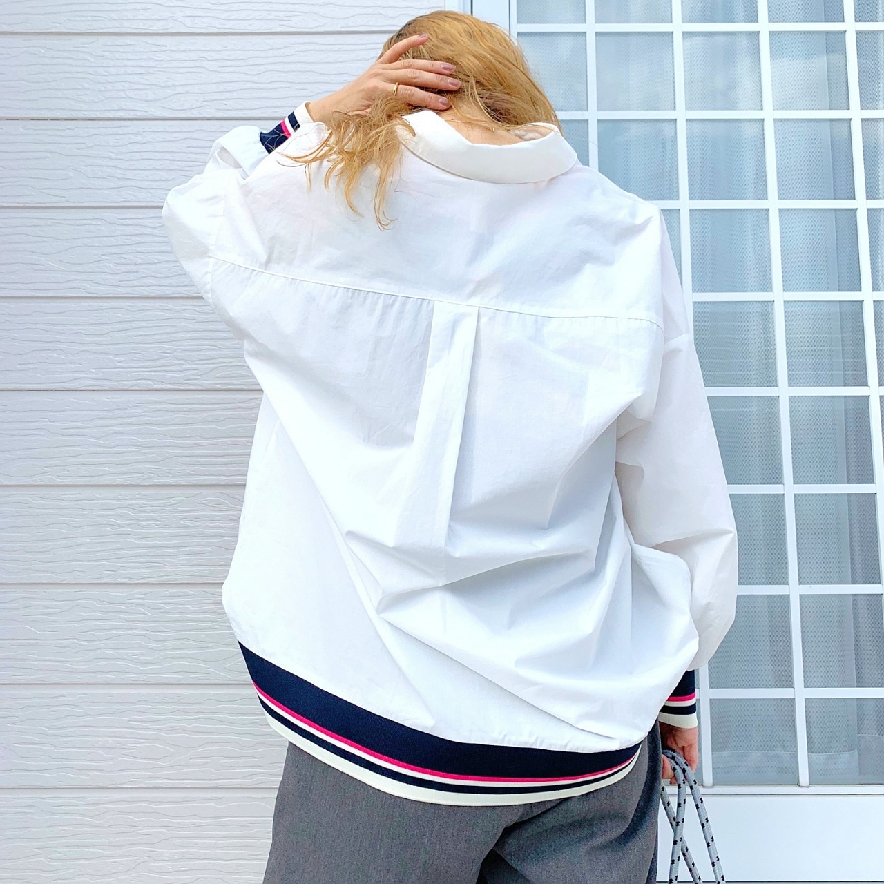 リブドッキングシャツ ホワイト Free