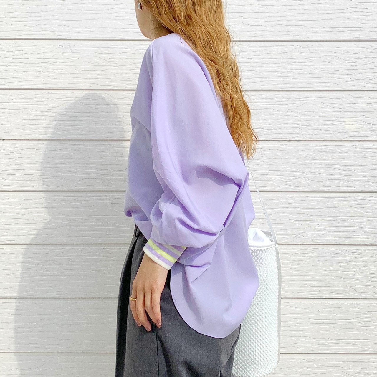 ドルマンリブブラウス ラベンダー Free