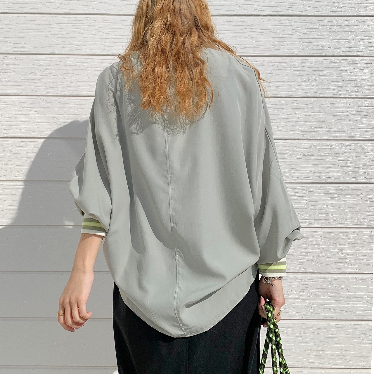 ドルマンリブブラウス カーキ Free