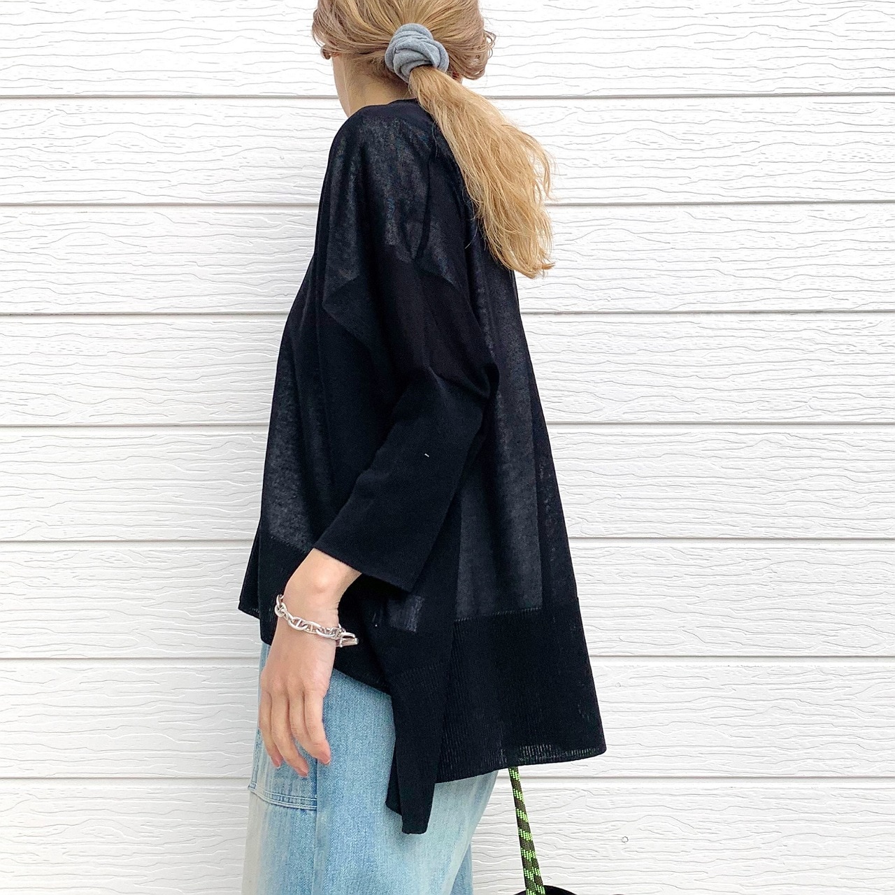 接触冷感ボックスカーデ ブラック Free