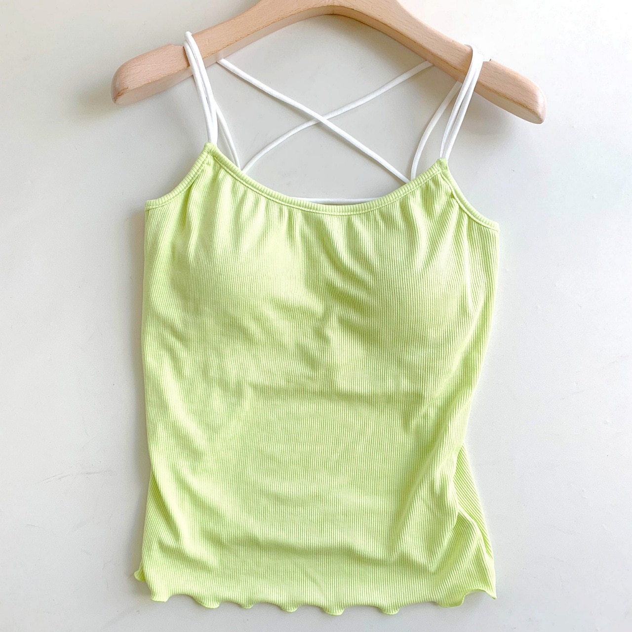 カップ付きバッククロスキャミ イエロー Free