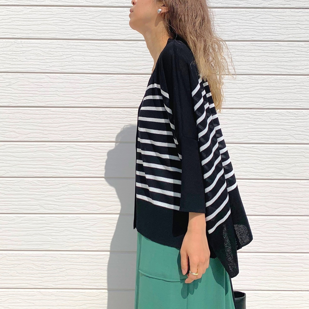 接触冷感ボックスカーデ ボーダー Free