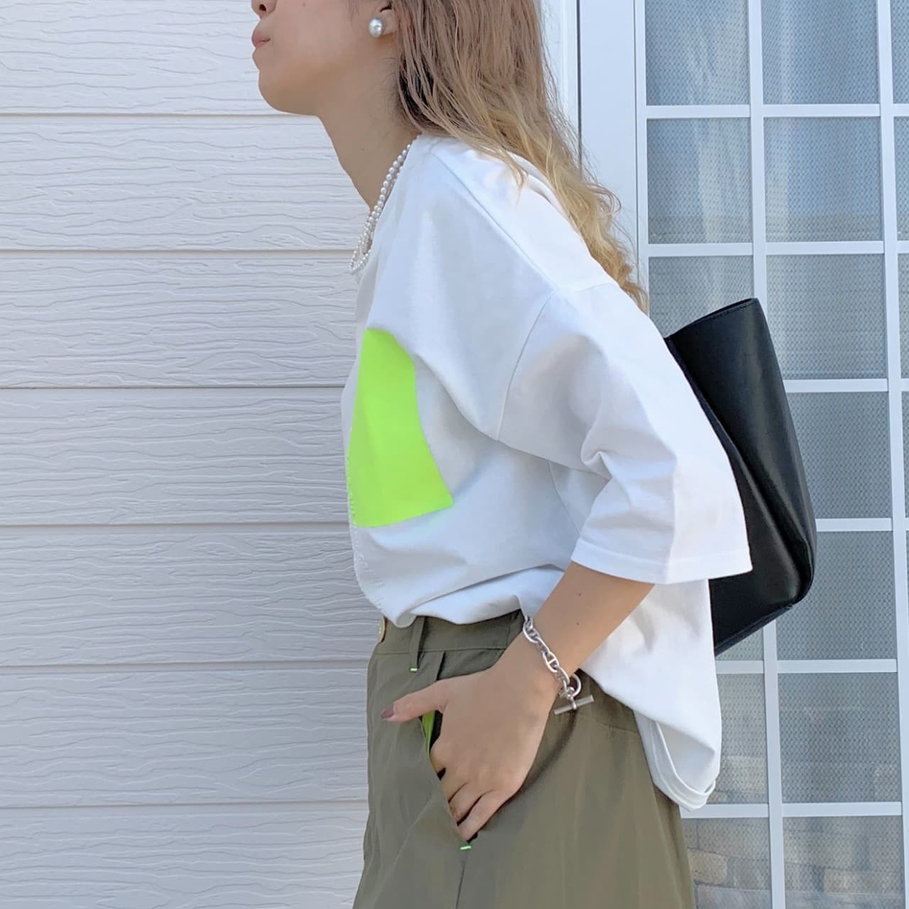 エンボスロゴT ホワイト×イエロー Free