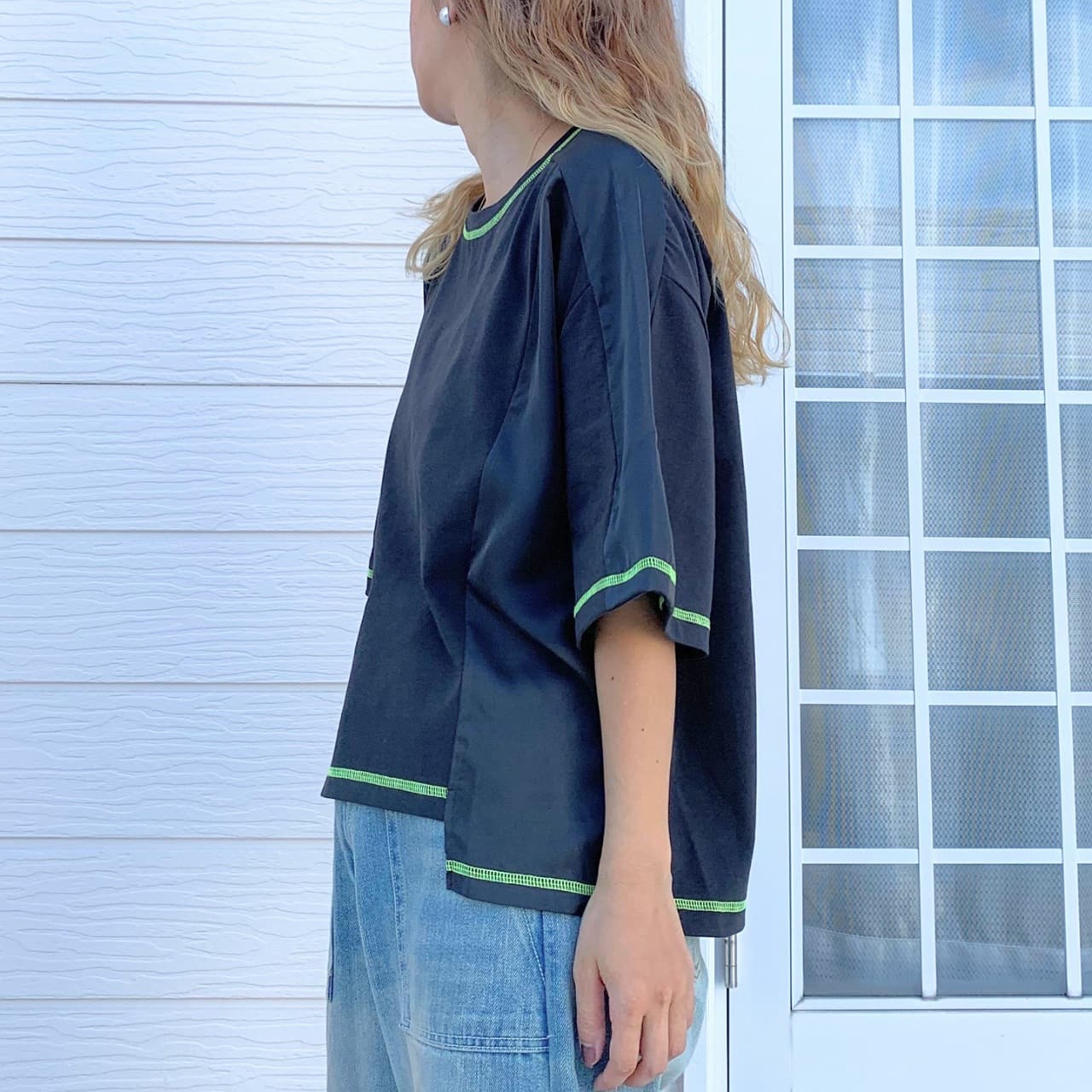 切替スクエアステッチトップス チャコールグレー Free