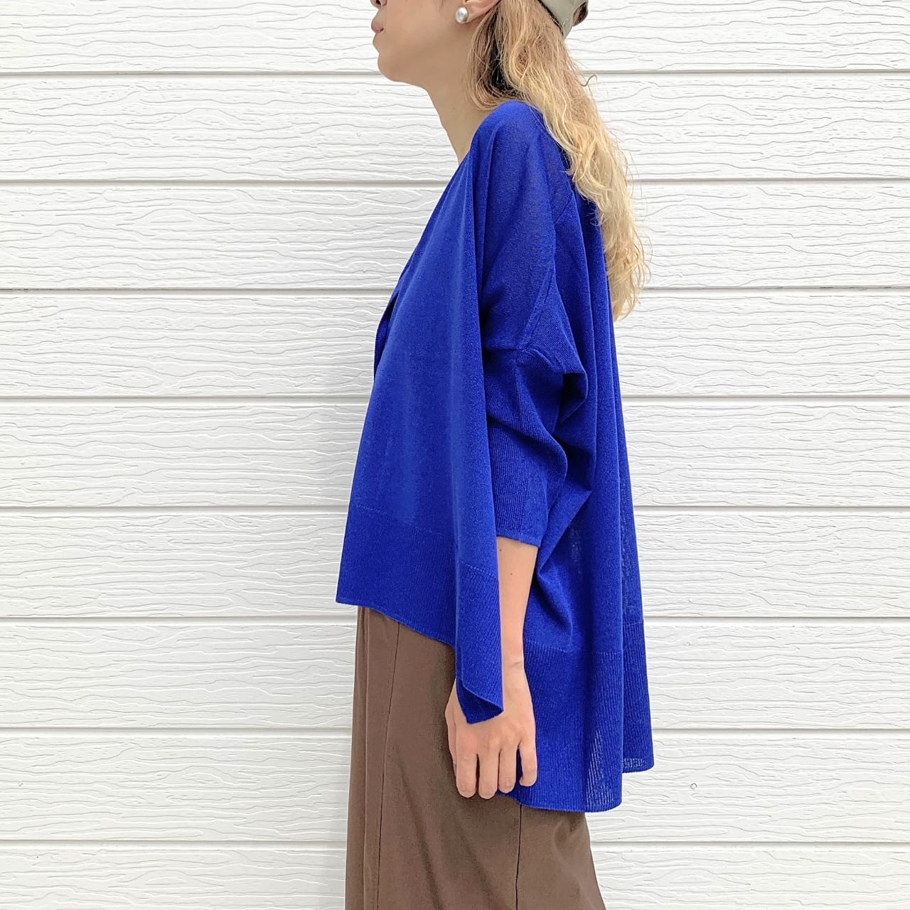 接触冷感ボックスカーデ ブルー Free