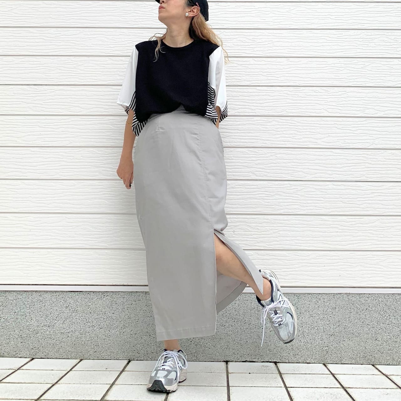 ストレッチタイトスカート ライトグレー Free