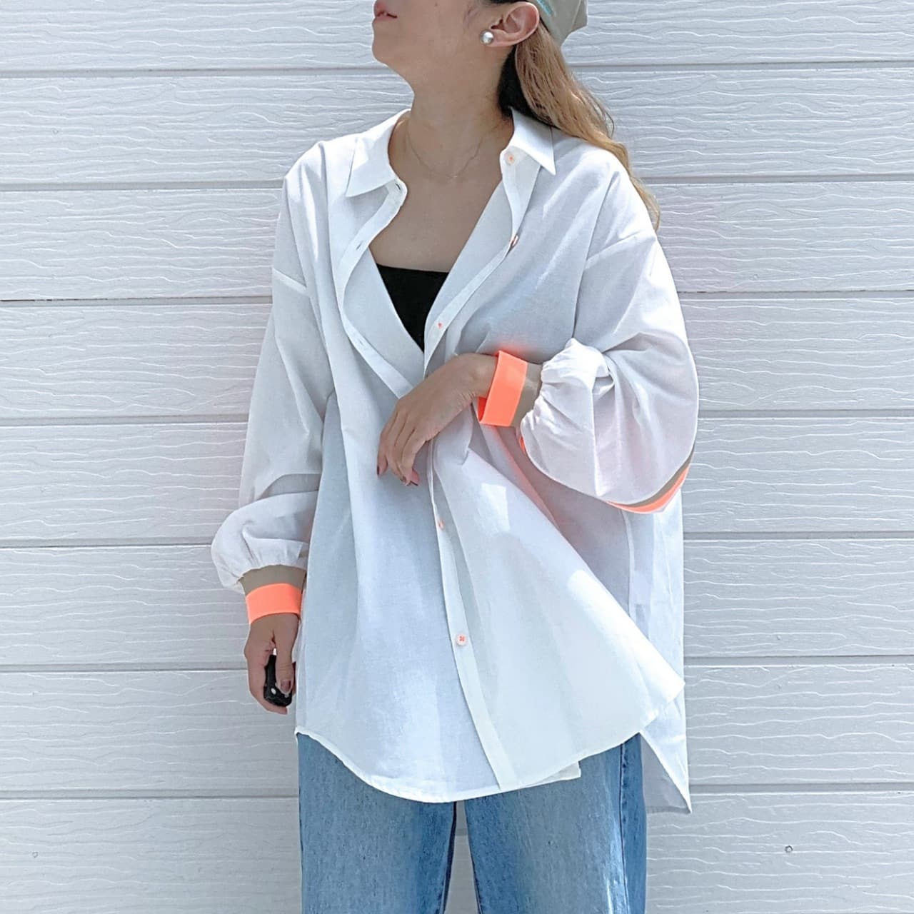 ヨークリブドッキングシャツ ホワイト Free