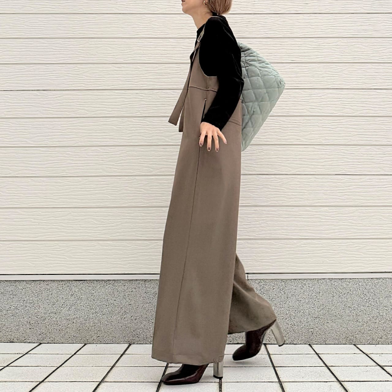 ショルダーベルトサロペット ブラウン Free