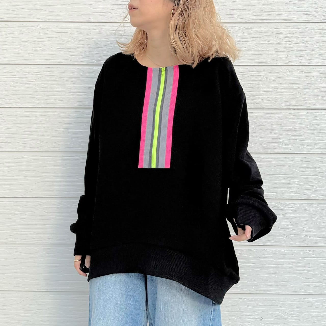 ハーフZipトレーナー ブラック Free