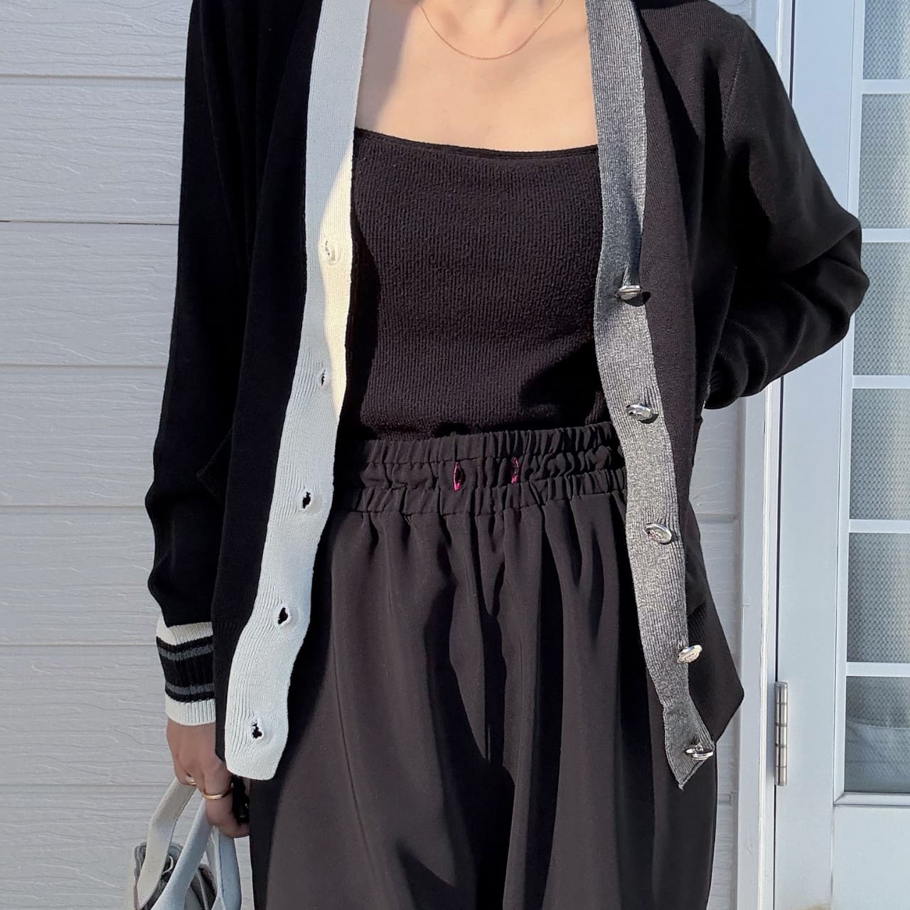 ウエストギャザーワイドパンツ ブラック Free