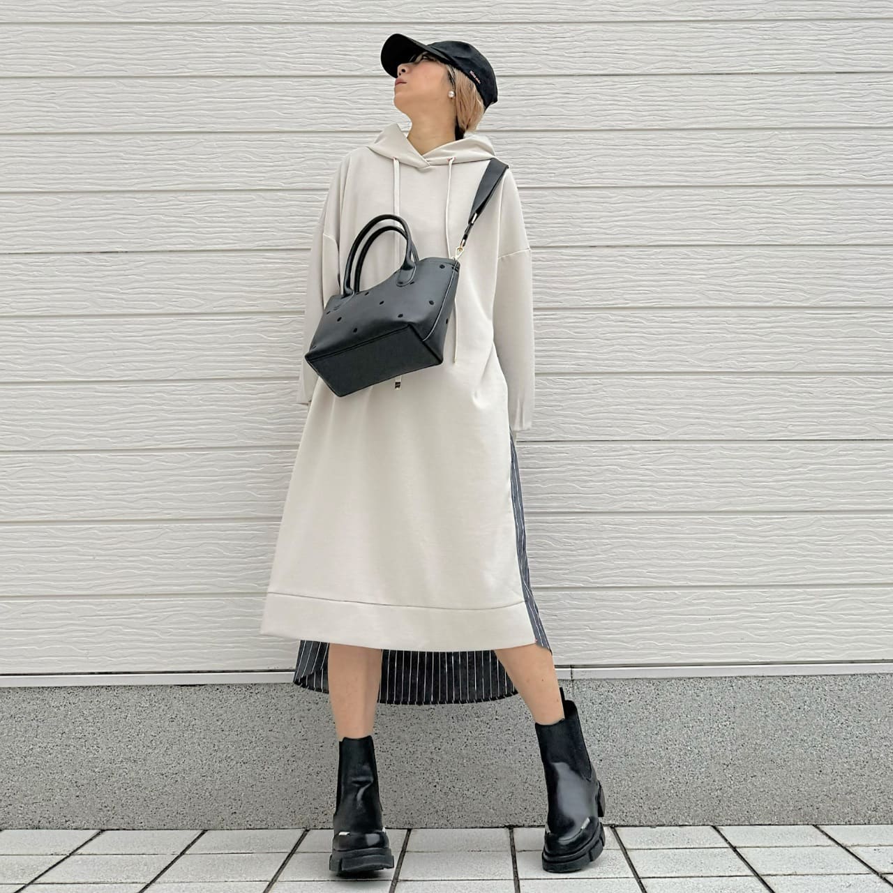 フーディーシャツドッキングワンピース アイボリー Free