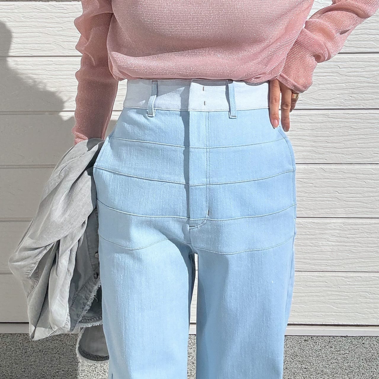 ボーダーラインデニムパンツ ブルー S(36)