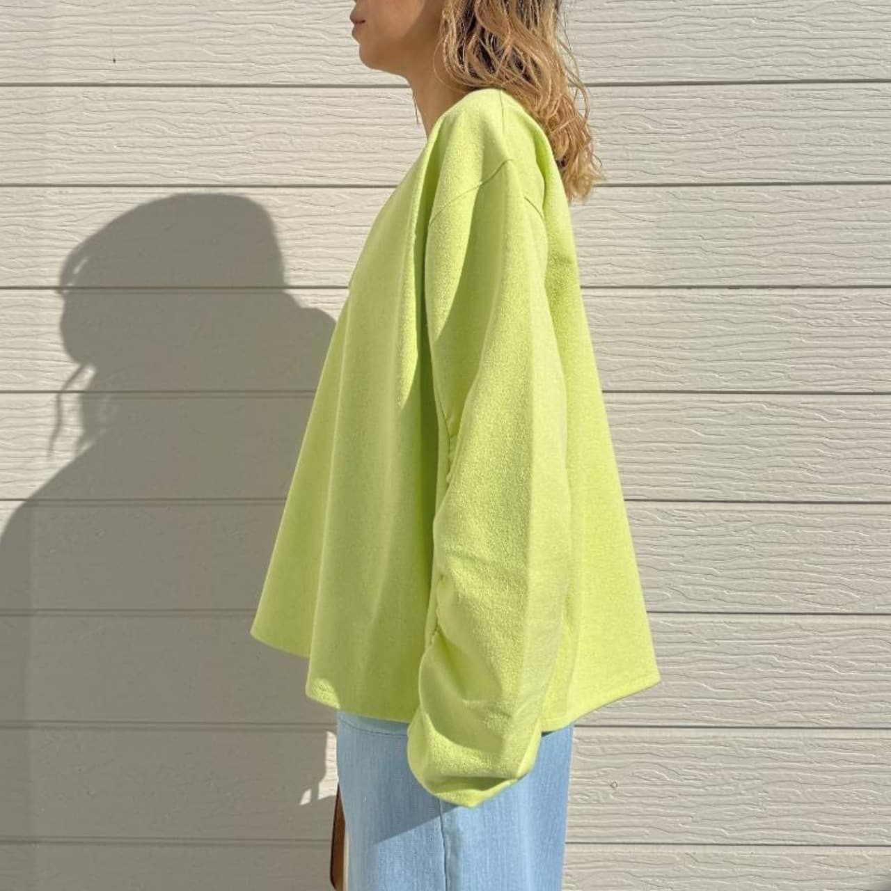 ブークレダンボールディープVネックトップス ライム Free