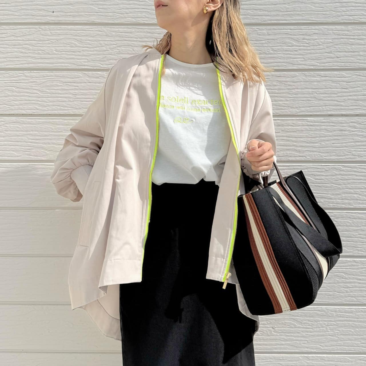 バックテープラインブルゾン アイボリー Free