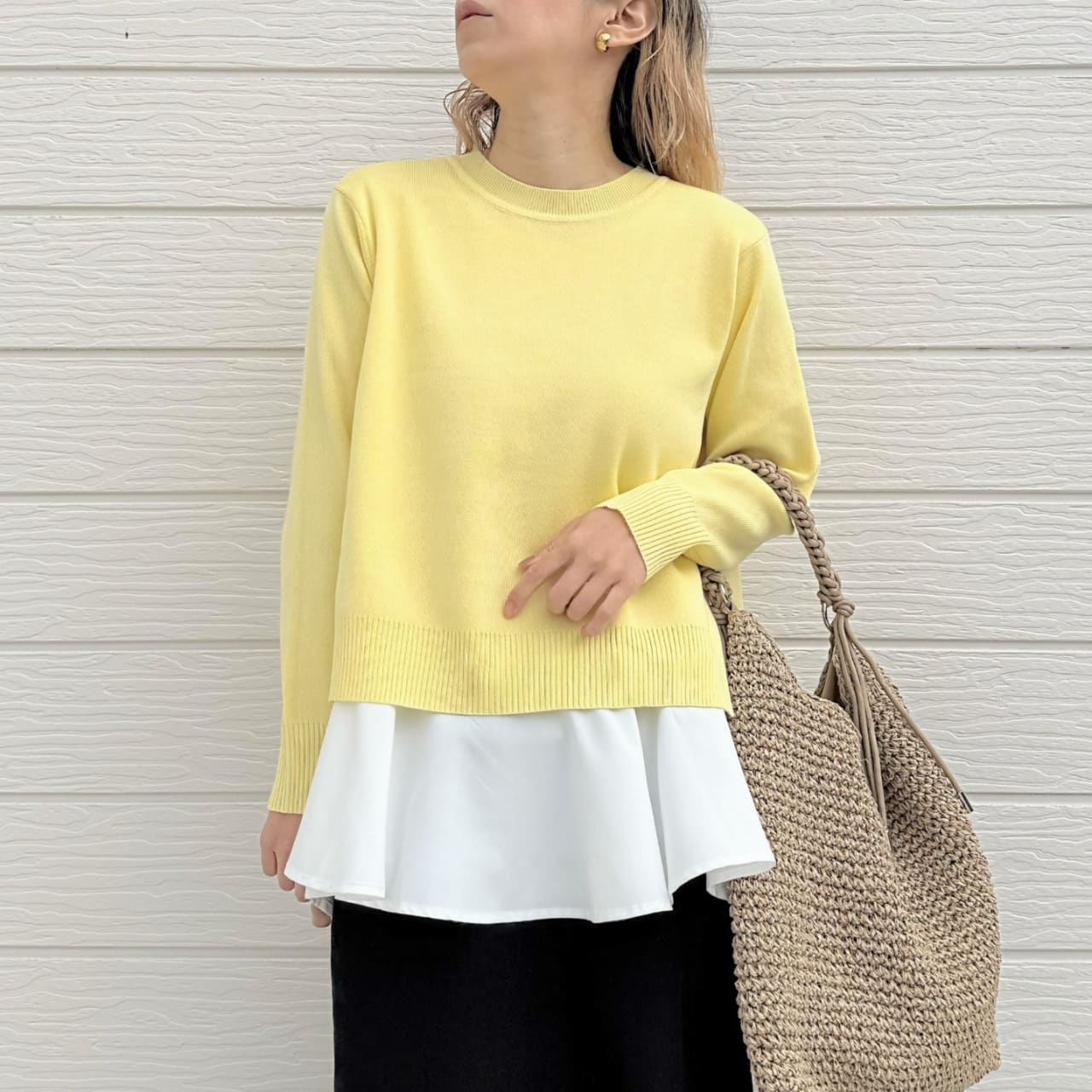 フレアタンクレイヤードニット イエロー Free