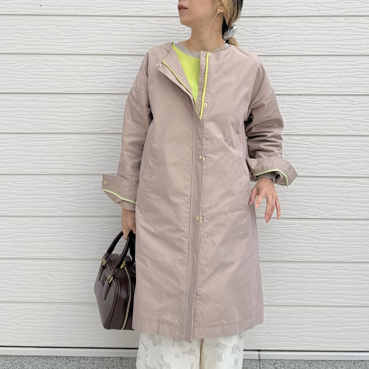 ノーカラーツイルコート ベージュ Free