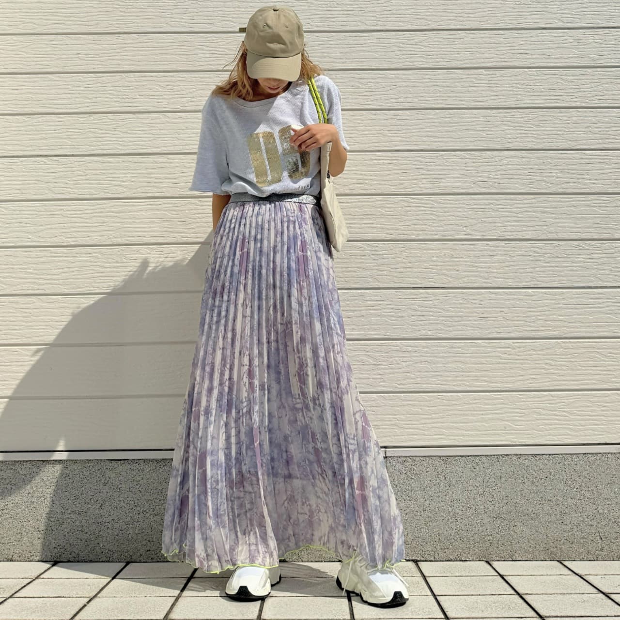 ニュアンスカラープリーツスカート パープル Free