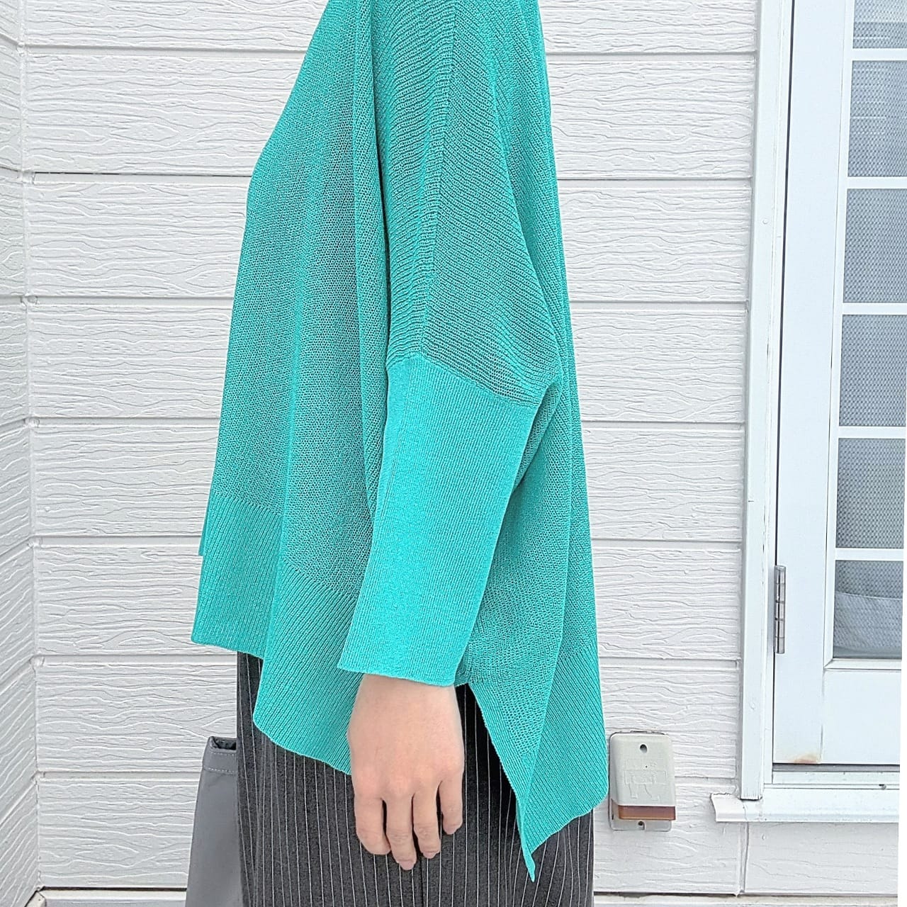 UV片畦ボックスニット グリーン Free