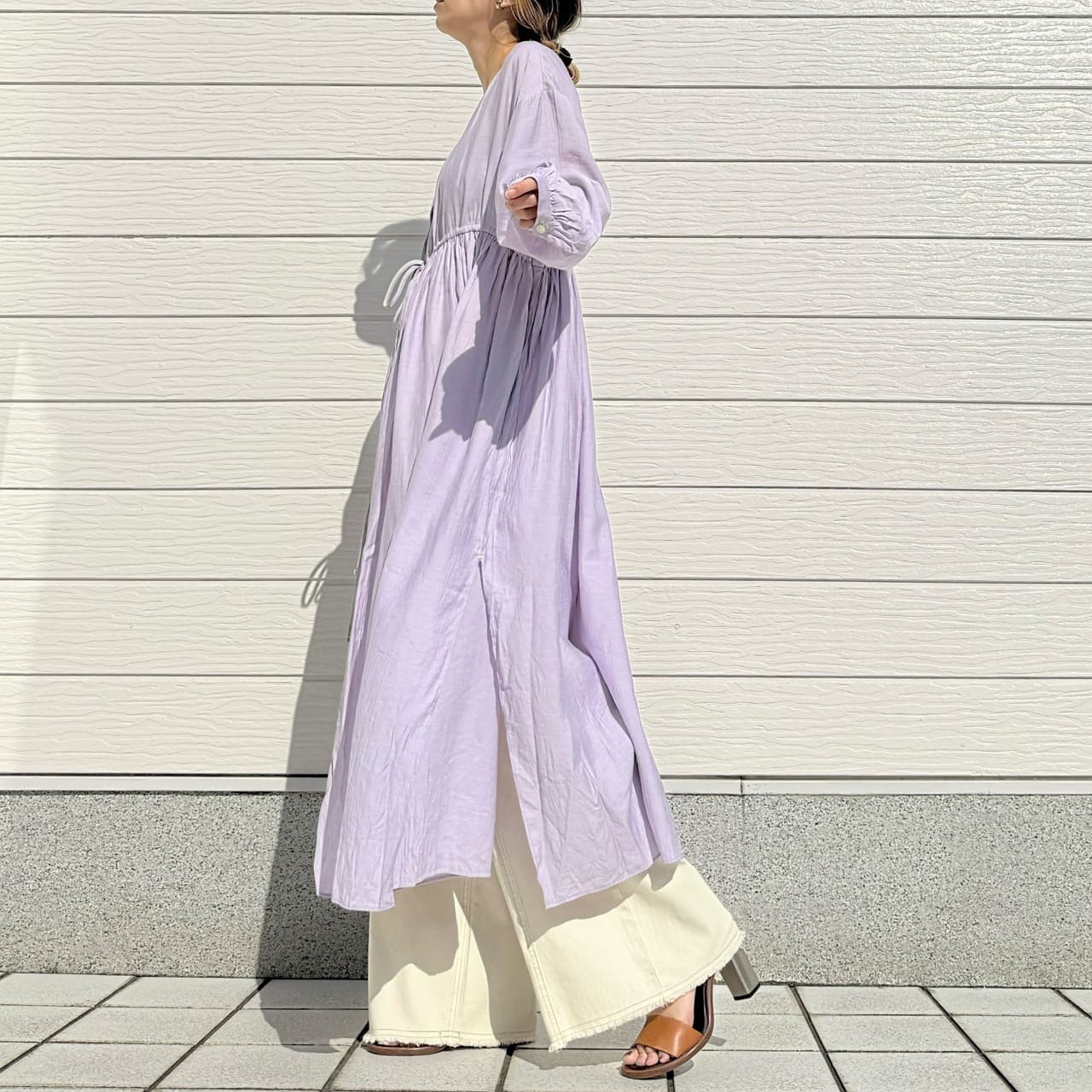 ガウンギャザーワンピース ラベンダー Free