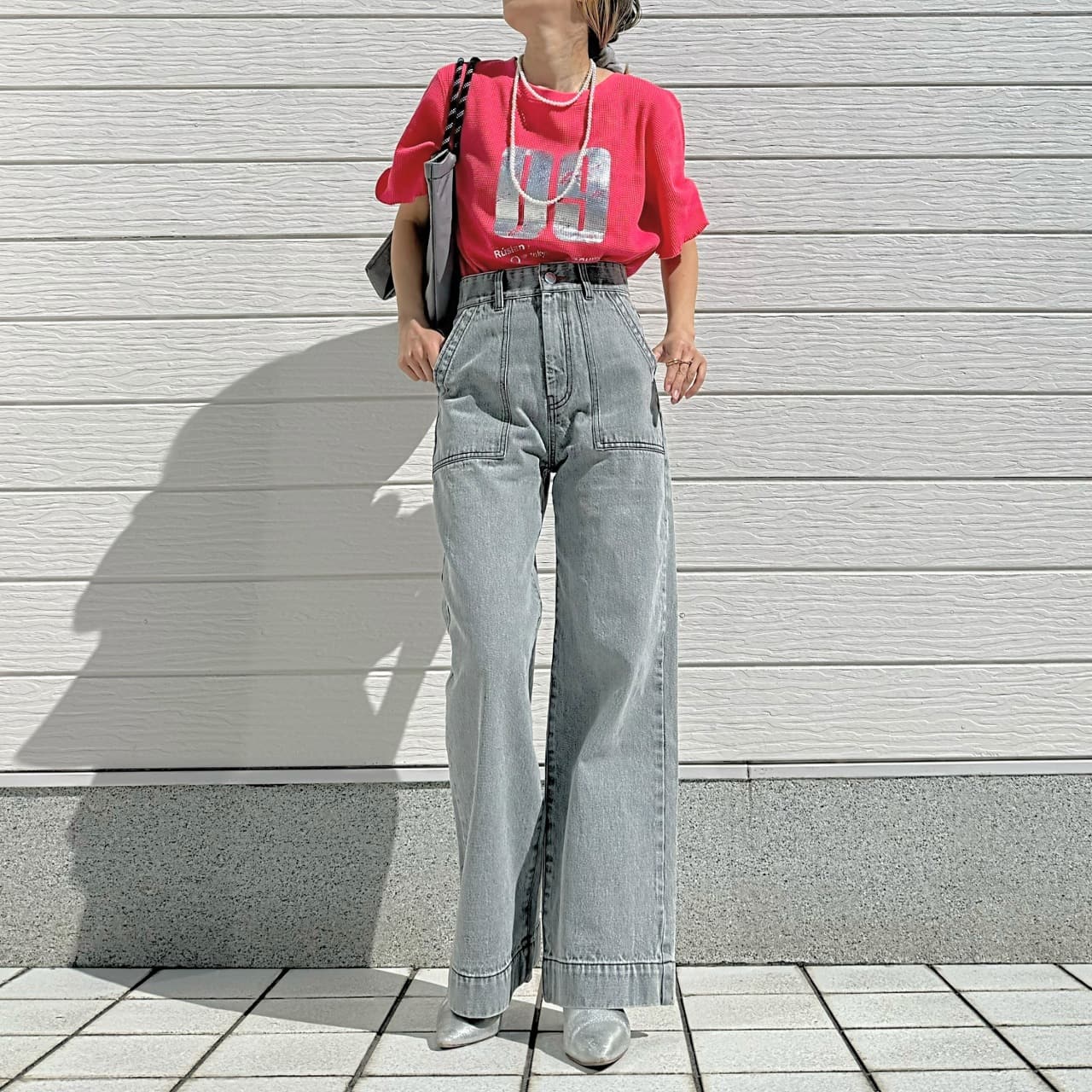 Qgirlワイドデニム BK ブラック L(40)