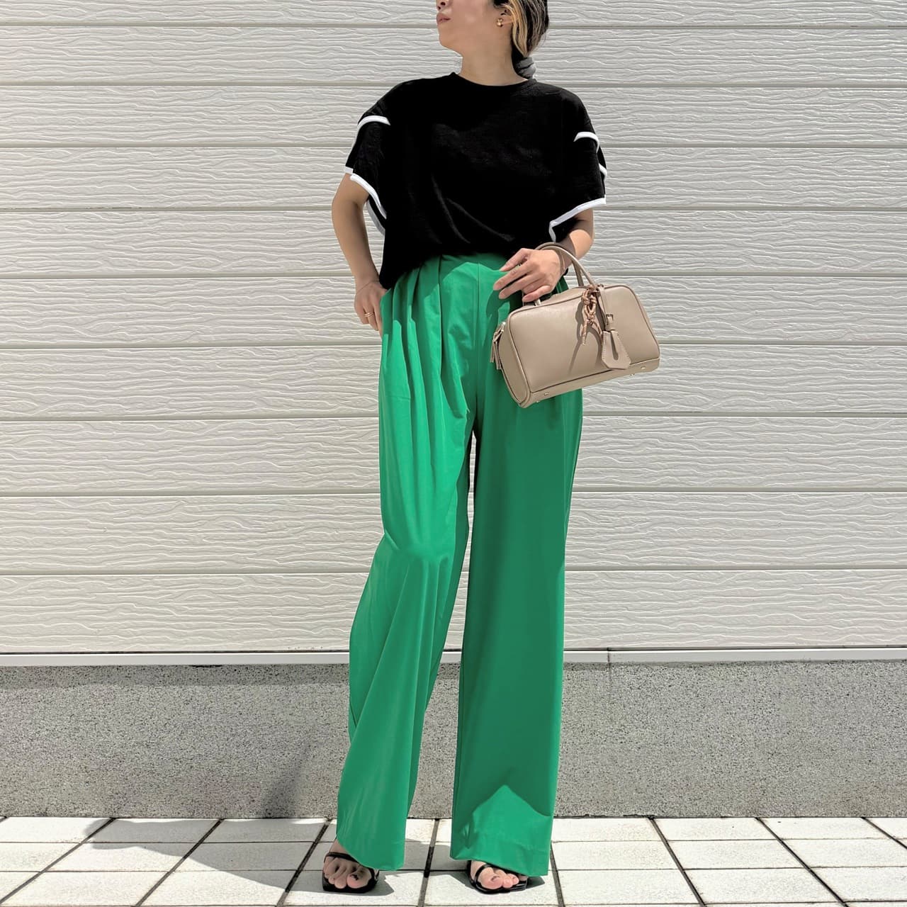 アイスタッチワイドストレートパンツ グリーン Free