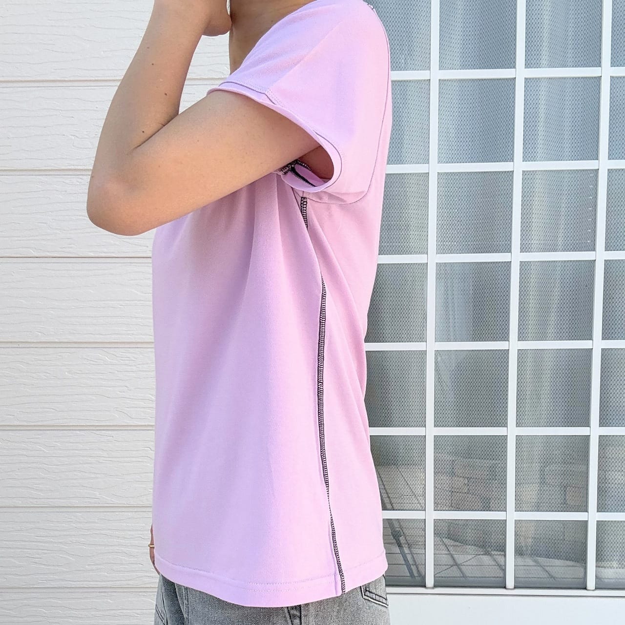 Airlyポイント刺繍デイリーT ピンク Free